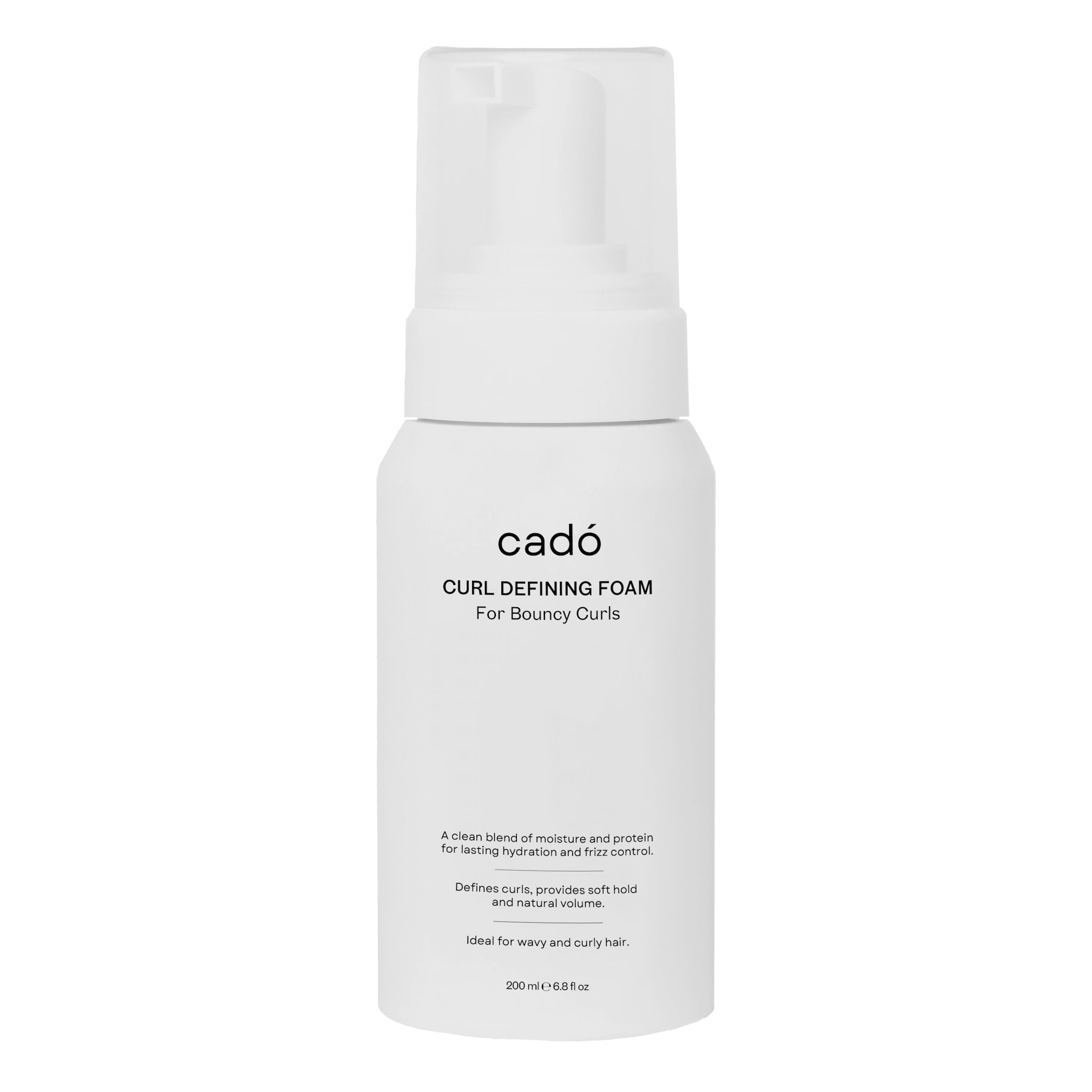 cadó Curl Defining Foam for bouncy curls, providing soft hold and natural volume for all curl types.