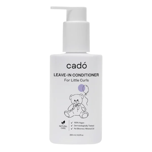 The 'For Little Curls' edition by cadó, a gentle kids' leave-in conditioner designed for safe and easy hair detangling.